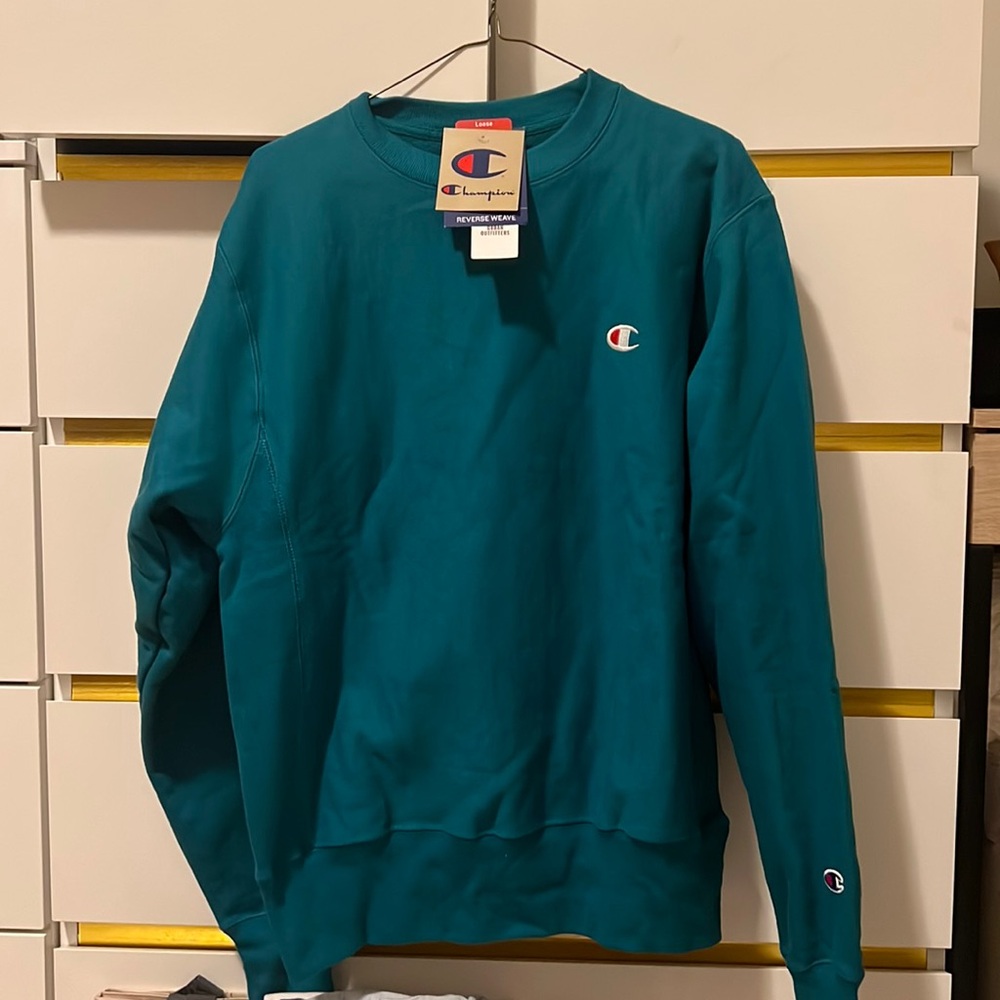 Champion Reverse Weave Everglade Green Crew Neck Sweatshirt Size Small - NWT